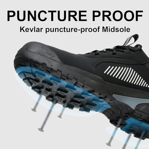 Image of Steel Toe Shoes for Men,Lightweight Work Shoes,Mens Indestructible Safety Boots,Puncture Proof Construction Steel Toe Sneaker.