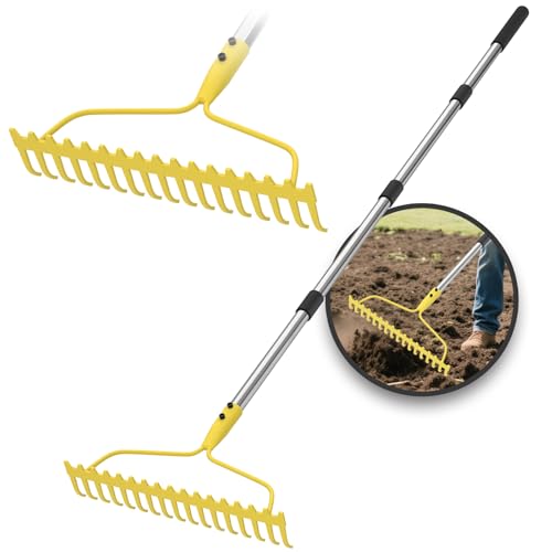 Heavy Duty 6ft Bow Rake with 17 Tines and Stainless Steel Handle