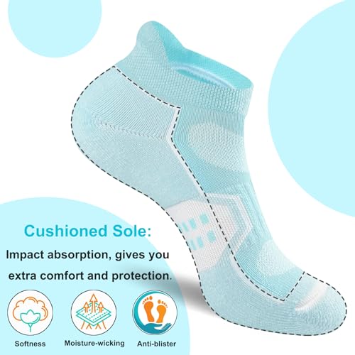 Womens Ankle Comfort Cushioned Anti-blister Wicking Athletic Running Socks 5 Pairs2
