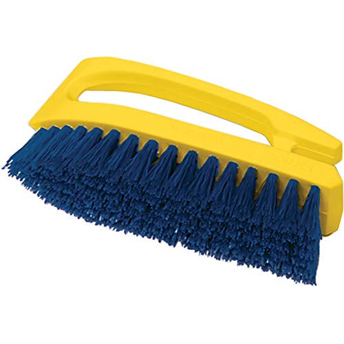 Image of Rubbermaid Commercial Products Iron Handle Scrub Brush Polypropylene Fill Cobalt Bristles for Hard Scrubbing on Tile /Grout /Floors /Walls /Countertops, 6 inches (Pack of 12)