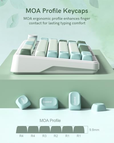 Image of Dye Sublimation PBT Keycap for Mechanical Keyboard, MOA Profile, 126 Keys, Custom Keyboard Keycaps Set, Compatible with MX Cherry Switches and ANSI 60% /75% /96% /104% Layout, Blue & Green