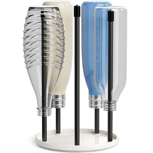 Flaschenhalter für SodaStream - Premium Abtropfhalter aus Keramik Abtropfständer mit Abtropfwanne für 5 SodaStream Crystal | Emil Flaschen Weiß