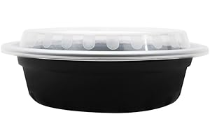 Karat IM-FC4016B 16 oz Black Polypropylene Microwavable Food Container with Lid (Case of 150)
