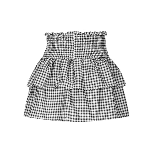 Plaid Tiered Mini Skirts for Women 2025 High Waist Ruffle Flowy Layered Ruffle Summer Casual Beach Boho Short Skirt3