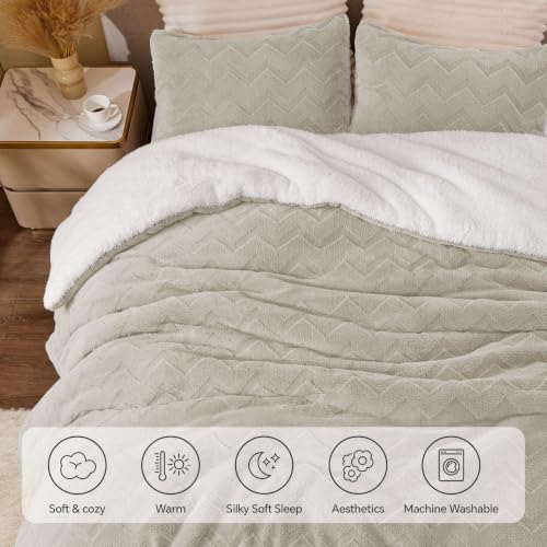 Image of BEDELITE Fluffy Sherpa Twin Comforter Set,Taupe