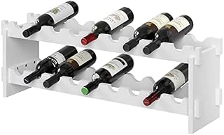Sunon Wine Rack 2 Tier 18 Bottle Wooden Wine Rack Countertop, Retro Simple Style Freestanding Storage Rack Display Wine Rack (White), One Size, C72327418