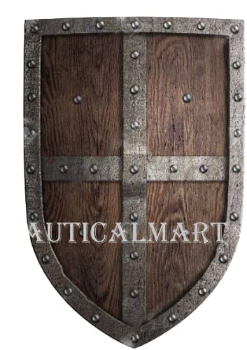 Nautical-Mart Wooden Shield Medieval Crusader - SCA/LARP/Norse/Norway/Antique/Armor
