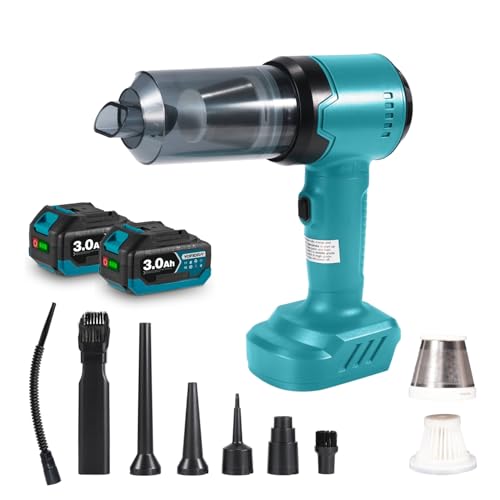 Yofidra Aspiradora de mano con batería, 16 KPa, aspiradora inalámbrica para coche, 3 en 1, mini aspiradora con motor sin escobillas, 2 baterías de 3,0 Ah, filtro HEPA, para aspirar, soplar e inflar