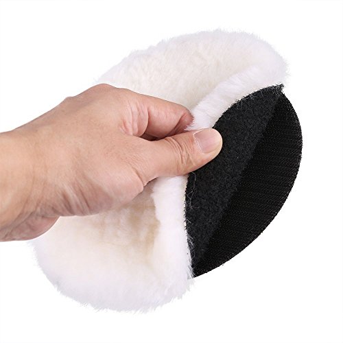 Lotfancy 6 Inch Wool Buffing Pads, Pack Of 2 - Car Auto Hook And Loop Polishing Pads, Used With Rotary And Random Orbit Sander/Polisher #TOP3