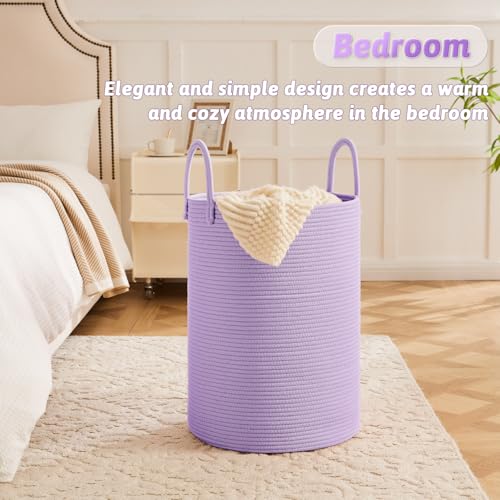 Image of Artfeel Laundry Basket,Woven Cotton Rope Laundry Hamper,100L for Decorative Storage of Dirty Clothes,Toys and Blankets in Bathroom,Baby Room and Living Room