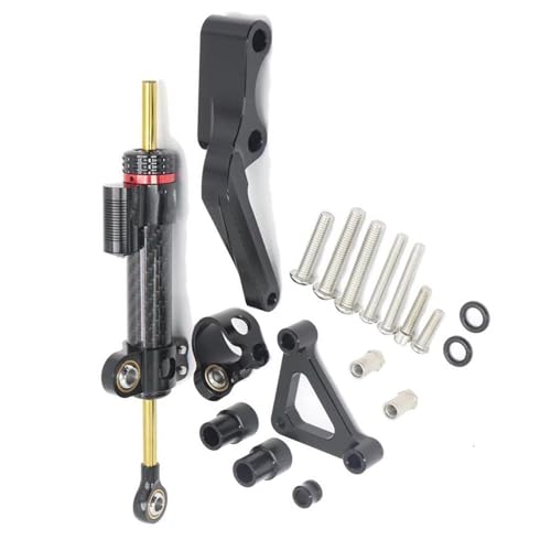 KMWSHAN Lenkungsdämpfer Für Ducati Hypermotard 796 2008-2024 2015 2016 2017 2018 CNC-Motorrad-Lenkstabilisierungsdämpferhalterung(Nero)