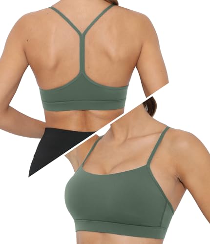 Image of Sports Bra for Women Low Impact Racerback Workout Bras Sexy Thin Straps Yoga Sport Bras with Removable Pads