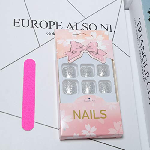 Yienate Kunstnägel für Zehen, schick, exquisit, glitzernd, Brautschmuck, Aurora, Silberpuder, falsche Nägel für Zehen… – Bild 4