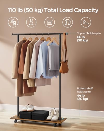 Prime Members: SONGMICS 38.8" Metal Garment Rack w/ Shelf & Wheels (Black) - image 3