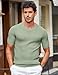 COOFANDY Mens Summer Shirts Ribbed Short Sleeve Casual Tee Crewneck Undershirts Knit Tshirt Light Green