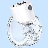 Hands Free Breast Pump Electric, Wearable Breast Pump with LCD Display, Portable Wireless Breastfeeding Pump, Silent Breast Milk Extractor, Battery Powered, 2 Modes & 9 Levels(24mm Flange)