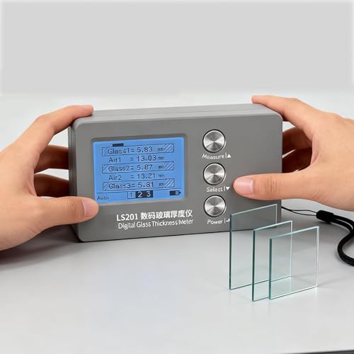 LSBHPPD Medidor De Espesor De Vidrio,Medidor De Espesor De Vidrio Digital,Precisión De Medición ±0,1 Mm,Rango De Espesor De Vidrio 70 Mm,Intercapa De Aire 45 Mm,Ventanas con Aislamiento Vidrio