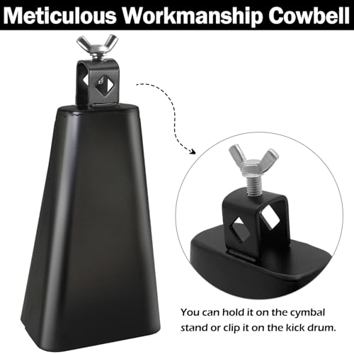 image for GOGHOST Steel Cowbell with Stick, Noise Makers Hand Metal Percussion C