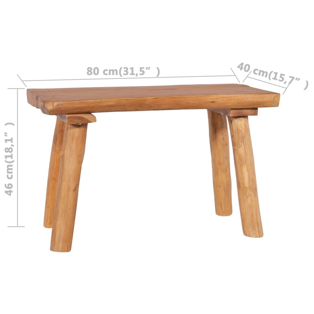 Ławka ogrodowa 80 cm, lite drewno tekowe, ławka drewniana do użytku wewnątrz i na zewnątrz, stabilna ławka do siedzenia z drewna tekowego, do korytarza, salonu, ogrodu, na taras