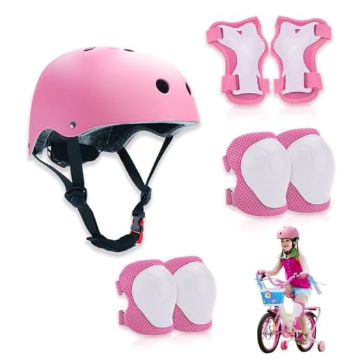 Zyluniy Conjuntos de Patinajes, Set de Protección Patinaje, Transpirable y Ajustable, niños Rodilleras Conjunto para Bicicleta, monopatín, Scooter (para niños a Partir de 3 años, Rosa)