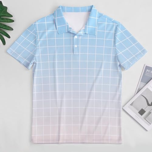 Polo de golf homme manches courtes coupe sèche imprimé bleu - 3