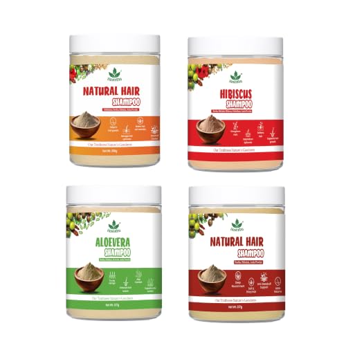 Image of Havintha Natural Herbal Powder Shampoo Combo for Hair Care - 4 Types (227g Each) | Ayurvedic Hair Cleanser with Amla, Reetha, Shikakai & Herbs | Chemical-Free, Sulfate-Free Herbal Shampoo Powder for Men & Women