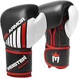 Meister Gel Armor Guantes de Entrenamiento de Boxeo de 16oz con Cuero de Grano Completo + Bolsa de Malla con Cordón