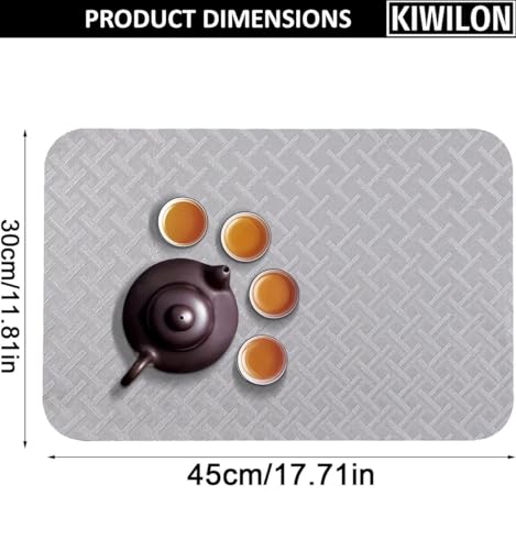Image of Dining Table Placemats Set of 6 | Table Mats with Anti-Slip Silicone Dots Bottom | Heat Resistant Foldable Place Mats for Dining Table and Kitchen | 45 x 30 cm (Grey, UrbanWeave)