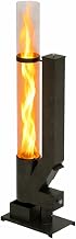 APANA Pellet Torch Flame for Wood Pellets, Outdoor Fire Torch, Garden Torch with Heat-resistant Glass Tube up to 450 °C, Black Powder-Coated Steel, Cover for Clean Filling