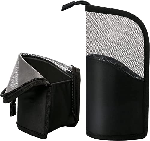 Image of MAYCREATE 2 in 1 Makeup Pouches for Women Portable Makeup Brush Bag Holder Makeup Brush Pouch Makeup Brush Organizer Travel Makeup Brush Bag for Travel,Black