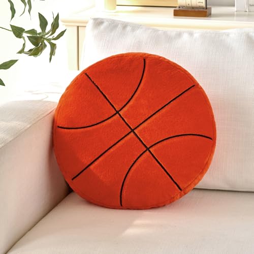 Basketball Pillow Fluffy Soft Basketball Shaped Pillow 15.7 Inch Sports Theme Plush Basketball Throw Pillow World Cup Basketball Pillow Gift for Kids Boy Girls Children Room Sofa Bed Soft Decoration
