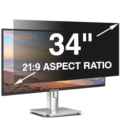 Image of Pozlle 34 Inch Computer Privacy Screen Filter for 34" 21:9 Aspect Ratio (794 x 340 mm) Monitor, Anti Spy Anti-Glare Blue Light Blocking Screen PC Protector Film, Removable Screen Privacy Shield