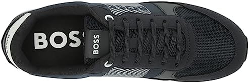 BOSS Men's Retro Inspired Mix Material Run Style Sneaker, Admiral Blue/Slate Grey, 13 | Image 4