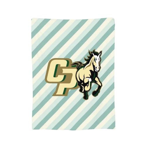 XRPUONG Cal Poly Mustangs Fleece Blanket Very Soft Microfiber Flannel Blanket for Couch Warm and Cozy