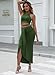 HUUSA Womens Plus Size Sexy 2 Piece Long Dress Fashion Trendy Cocktailmaxi Skirt with Slit Juniors Girls Spaghetti Strap Backless Asymetric Hem Birthday Brunch Outfits Dress Green XL