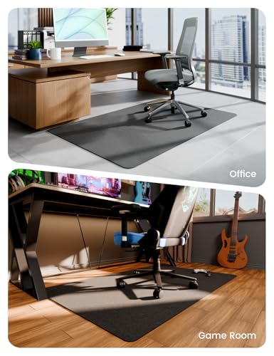 Office Chair Mat for Hardwood Floor, 47\"x35\" Felt Heavy Duty Protector for Tile & Carpet, 1/5\" Thick Chair Mat for Computer Desk, Anti-Slip Office Desk Mat (Dark Gray) - Thumbnail 6