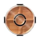 Cajas para Salchichas – 34,3 x 34,3 x 7,4 cm – Bandeja de Servir de Madera y acrílico a Prueba de Fugas con asa de Tapa | Elegante Bandeja de Comedor para Interior, Exterior, hogar