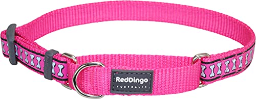Red Dingo Martingale Collar Reflective Bones, Small, Hot Pink #TOP24