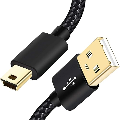 SCOVEE Mini USB Cable Braided 3ft Type A Male to Mini B Cable Data Charging Cord for GoPro Hero 3+,PS3 Controller Cord,MP3 Player,Dash Cam for Garmin Nuvi,Camera Charger for Canon PowerShot Rebel ELPH