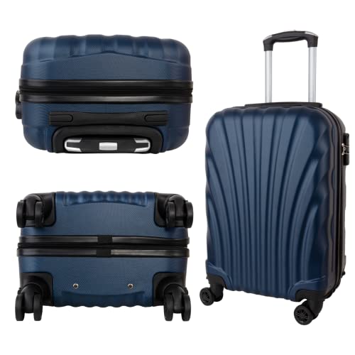 Kit 2 Malas Viagem Para Bordo Fibra ABS Rodas Dupla 360°Graus Cor:Azul-Marinho 8005