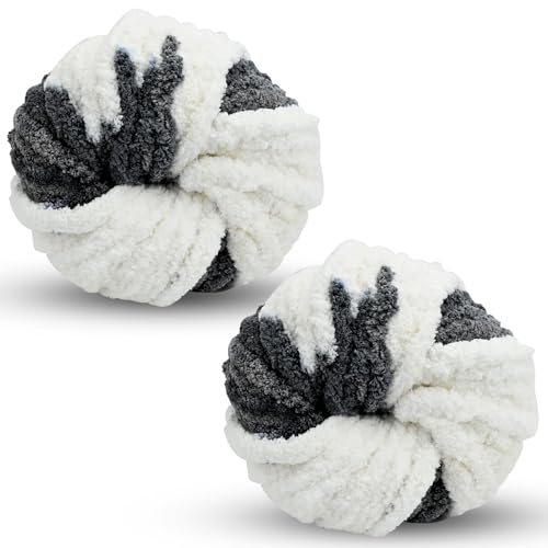 Chunky Wool Yarn 250g 2, Knitting Wool Yarn Coarse Yarn Multi-Colored Knitting Yarn for Crochet, 2cm Soft Chunky Yarn for Yarn Projects Making Handmade Bags Hats Blankets Pillow Cushion Cat Bed