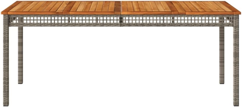 Garden Coffee Table with Powder-Coated Metal Frame and Acacia Wood Top Grey and Brown Rectangular Outdoor Patio Furniture for Family Dining and Entertaining