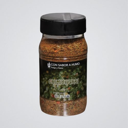 CON SABOR A HUMO Chimichurri Artesanal, Mezcla de Especias y Hierbas, 170 g, Tarro, Sin Conservantes