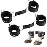 Yeyeplum 2 Pcs Horse Hobbles, 2-Leg Adjustable Soft Leather Horse Tack for Training, Grazing, Travel - Lightweight, Control Running, Comfortable Restraint Equipment(Black)