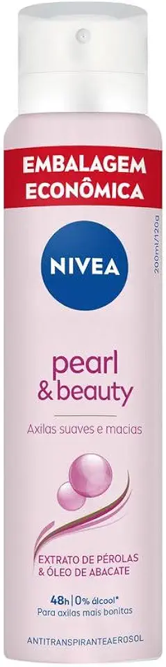 NIVEA Desodorante Antitranspirante Aerossol Pearl & Beauty 200ml, Proteção 72h, Previne Irritações, Contra Suor e Odores, Axilas Suaves