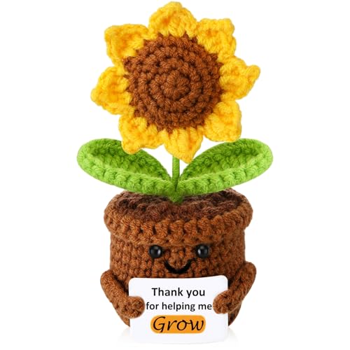 Vbepos Teacher Appreciation Gifts Emotional Support Crochet Sunflower Thank You Gifts for Women Teacher Coworkers Mom Boss Nurse Friends