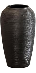 Amazon.co.jp: JUHAN ブラックセラミック陶器花瓶 直径16cm×高31.5cm