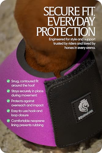 Image of Equinavia Toki Pull On Bell Boots for Horses, Durable Neoprene Equine Boots | Comfortable Horse Hoof Boots for Daily Turnout, Overreach Protection Hoof Boots, Equestrian Training Competition Show, Riding