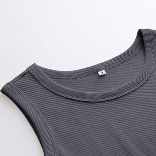 Image of ANRABESS Womens Sleeveless High Neck Tank Tops Fashion Summer Casual Basic Slim Fit Ribbed Racerback Top Shirt Clothes