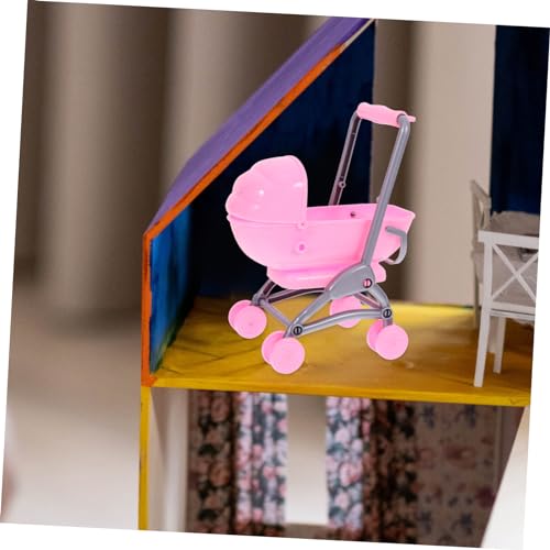 Kisangel Mini Puppenwagen für Puppenhaus Simulierter Kinderwagen Zubehör für Kreative Rollenspiele Stabil und Langlebig aus Hochwertigem für Realistische Puppenhausdekoration – Bild 5